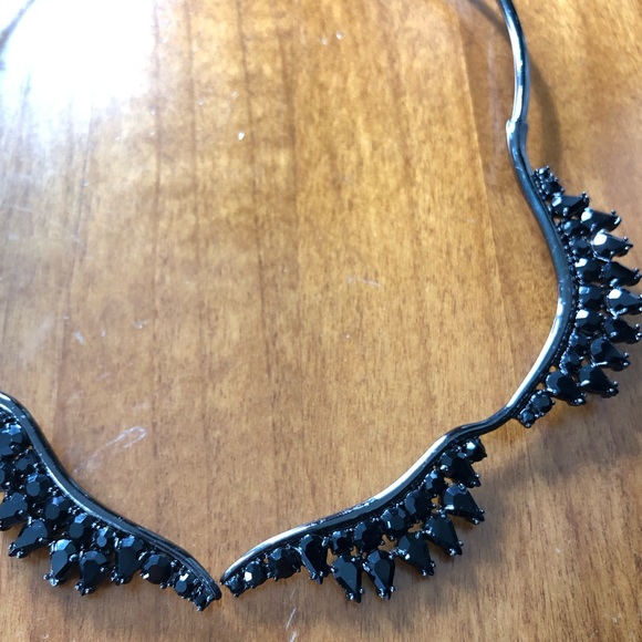 New NWT BCBGMAXAZRIA black rhinestones choker collar necklace metal - Picture 3 of 4